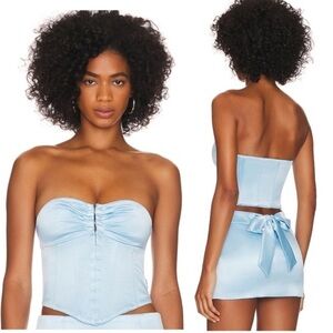 Loba Blanco Corset Women's XL Powder Blue Crop Top Coquette Femenine